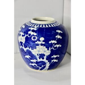 Chinoiserie Blue and White Prunus Bloom Gin Porcelain Ginger Jar